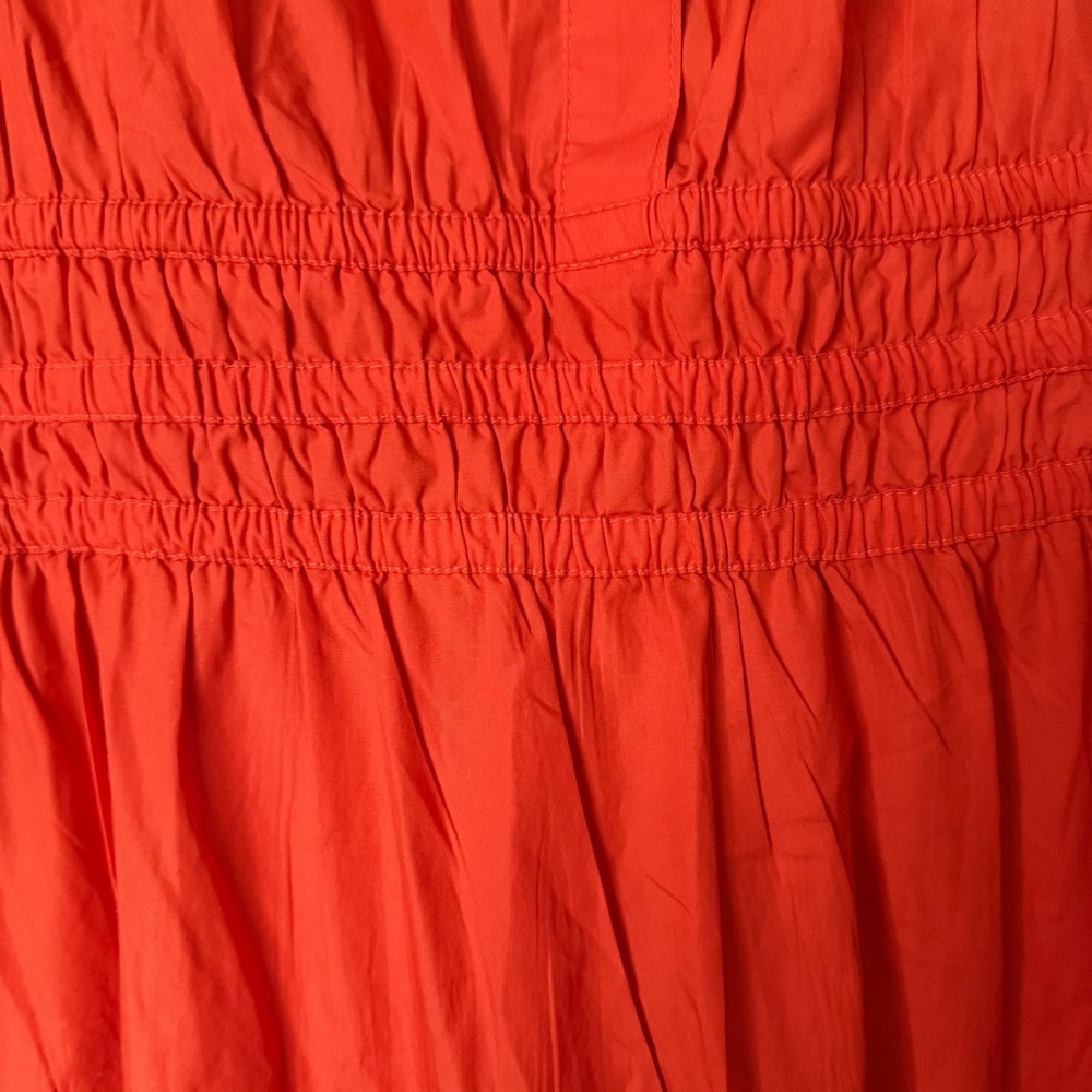 Quince 100 % Organic Cotton Poplin Tiered Maxi Dress Vermillion Red NWOT Sm $168 - Picture 9 of 11